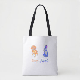 Stijlvolle, geïllustreerde hond- en konijnenCanvas Tote Bag