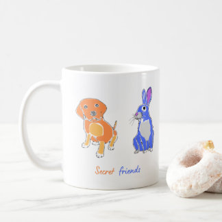 Stijlvolle, geïllustreerde hond- en konijnenkunst koffiemok