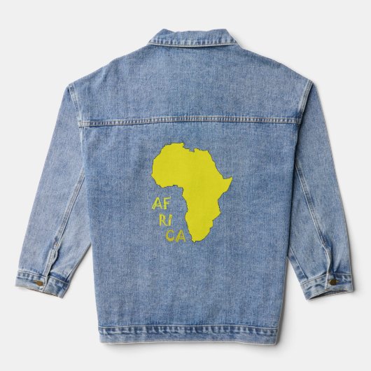 Stijlvolle Gele Afrika Continentenkaart Denim Jacket (Achterkant)