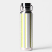 Stijlvolle gele en grijze gestreepte monogram waterfles (Achterkant)