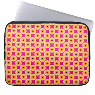 Stijlvolle gele en warmroze pooldot laptop sleeve