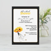 Stijlvolle gele klaprozen bruids douche uitnodigin kaart (Staand voorkant)