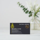 Stijlvolle gele lichtschakelaar elektricien visitekaartje (Staand voorkant)