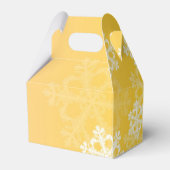 Stijlvolle Gele Sneeuwvlokken Modern Kerstpatroon Bedankdoosjes (Achterkant)
