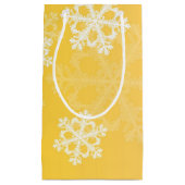 Stijlvolle gele sneeuwvlokken Modern kerstpatroon Klein Cadeauzakje (Voorkant)