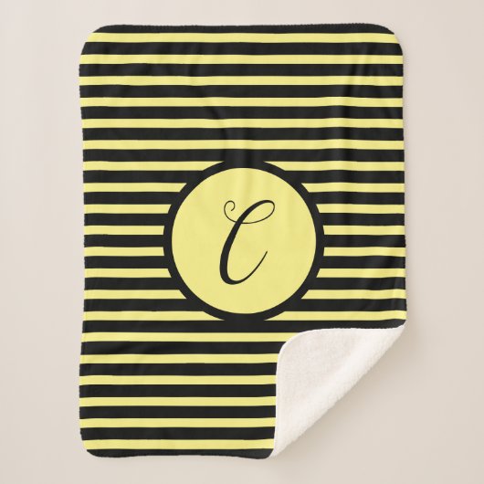 Stijlvolle Gele Strepen C Monogram Dekbed Deken (Voorkant)