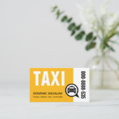 Stijlvolle gele taxichauffeur visitekaartje (Staand voorkant)