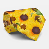 Stijlvolle gele Waterverf zonnebloempatroon Stropdas (Opgerold)