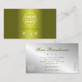 Stijlvolle Gele Zilverige Ruiten met Logo Visitekaartje