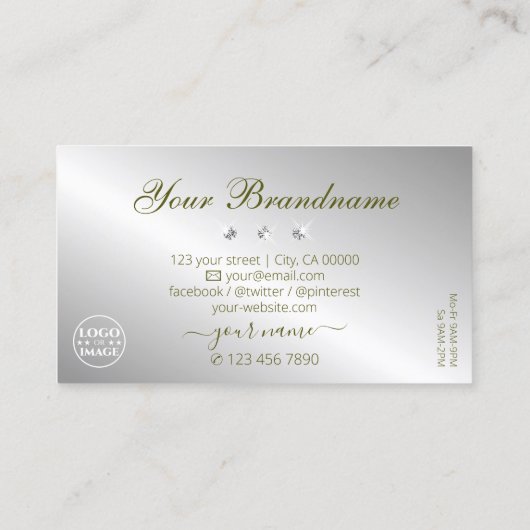 Stijlvolle Gele Zilverige Ruiten met Logo Visitekaartje (Achterkant)