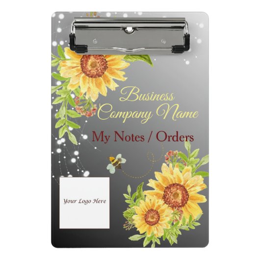 Stijlvolle Gele Zonnebloem Gradiënt Aangepaste Zak Mini Klembord (Voorkant)