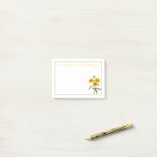 Stijlvolle Gele Zonnebloemen Aangepast Post-it® Notes (Op bureau)