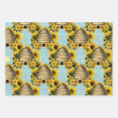 Stijlvolle Gele Zonnebloemen Gold Honeycomb Blauwg Inpakpapier Vel (Voorkant 3)