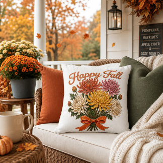 Stijlvolle Gelukkige Herfst Bloemen Chrysanten  Buitenkussen