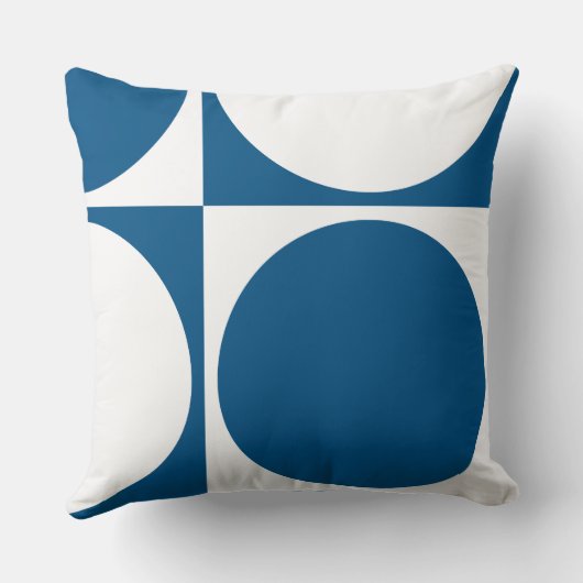 Stijlvolle geometrische blauwe en witte cirkels en kussen (Achterkant)