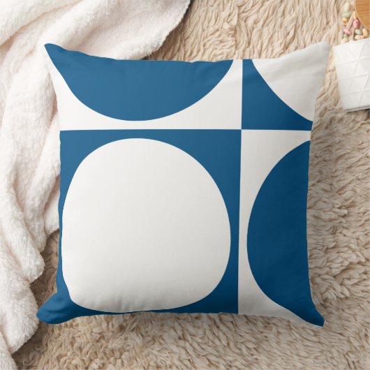 Stijlvolle geometrische blauwe en witte cirkels en kussen (Deken)