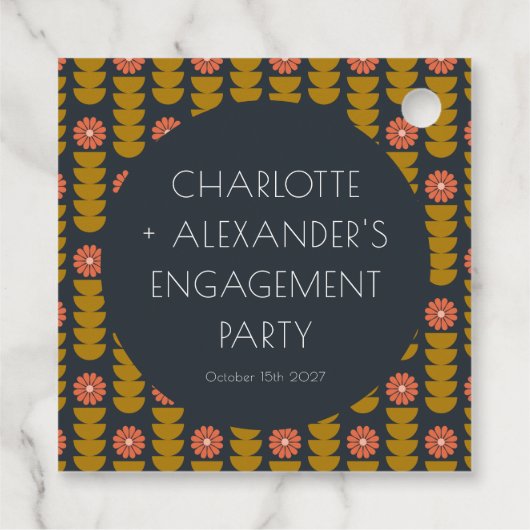 Stijlvolle geometrische bloemen aangepast verlovin bedankjes labels (Achterkant)