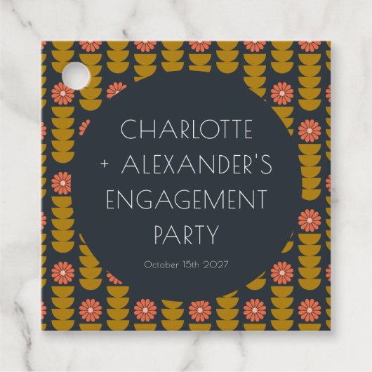 Stijlvolle geometrische bloemen aangepast verlovin bedankjes labels (Voorkant)