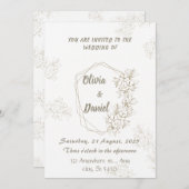 Stijlvolle geometrische bloemen bruiloft uitnodigi kaart (Voorkant / Achterkant)