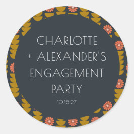 Stijlvolle Geometrische Bloemen Custom Engagement  Ronde Sticker