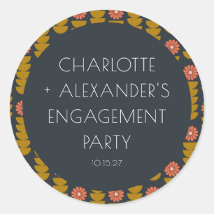 Stijlvolle Geometrische Bloemen Custom Engagement  Ronde Sticker