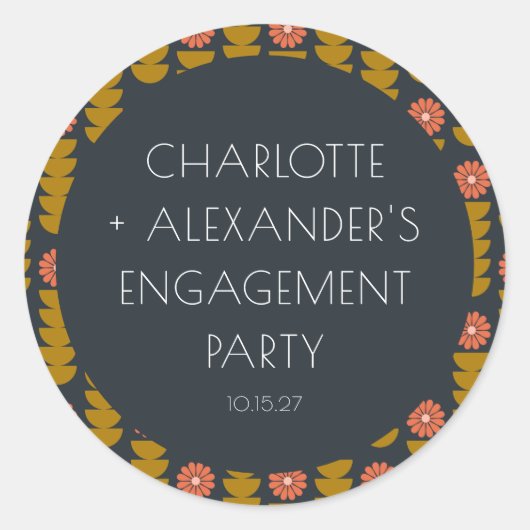 Stijlvolle geometrische bloemmotief aangepaste ver ronde sticker (Voorkant)