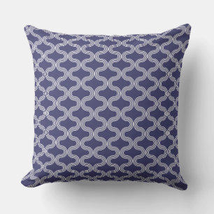 Stijlvolle geometrische golfpatroon Navy White Kussen