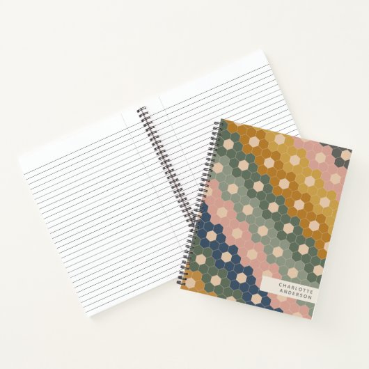 Stijlvolle geometrische hexagons, gepersonaliseer notitieboek (Binnen)