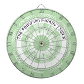 Stijlvolle geometrische lijnkunst Groen Wit Aangep Dartbord (Voorkant)
