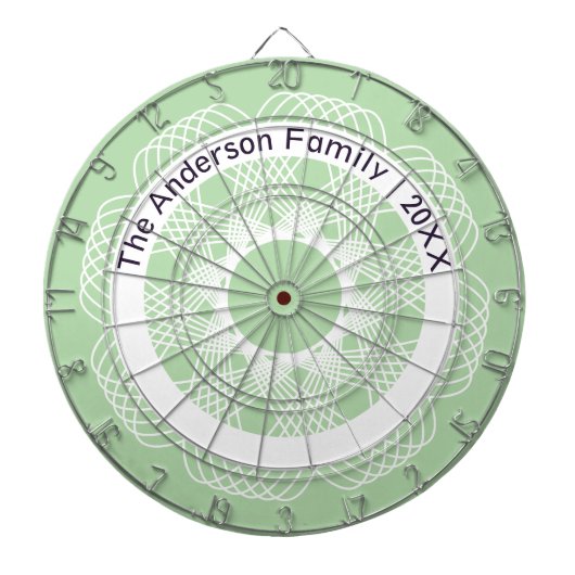Stijlvolle geometrische lijnkunst Groen Wit Aangep Dartbord (Voorkant)