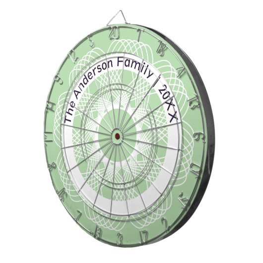 Stijlvolle geometrische lijnkunst Groen Wit Aangep Dartbord (Voorkant Rechts)