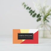 Stijlvolle Geometrische Warm-kleurenblokken Visitekaartje (Staand voorkant)