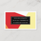 Stijlvolle geometrische warme kleurblokken witte r visitekaartje (Achterkant)