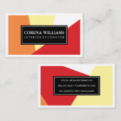 Stijlvolle geometrische warme kleurblokken witte r visitekaartje (Voorkant / Achterkant)