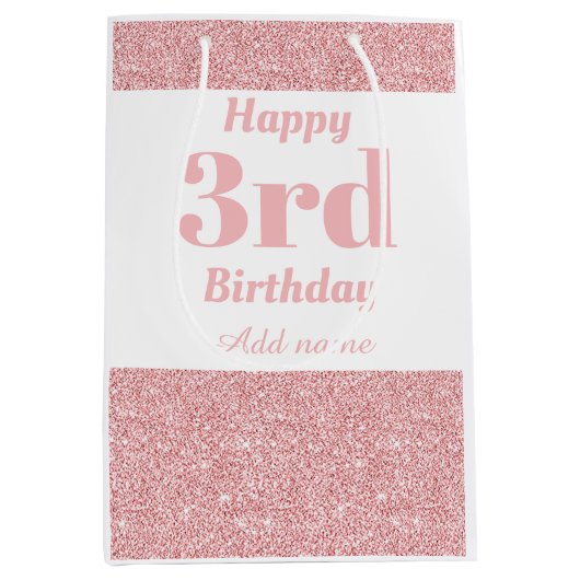 Stijlvolle, gepersonaliseerde 3de verjaardagscadea medium cadeauzakje (Voorkant)