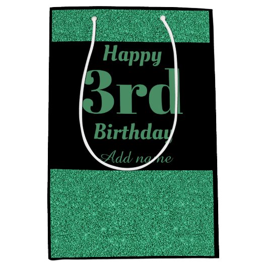 Stijlvolle, gepersonaliseerde 3de verjaardagscadea medium cadeauzakje (Voorkant)