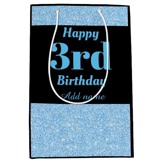 Stijlvolle, gepersonaliseerde 3de verjaardagscadea medium cadeauzakje (Voorkant)