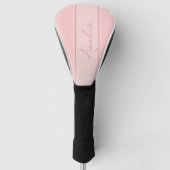 Stijlvolle gepersonaliseerde blush roze golfheadcover (Voorkant)