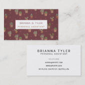 Stijlvolle, gepersonaliseerde cactus Cute Girly Visitekaartje (Voorkant / Achterkant)