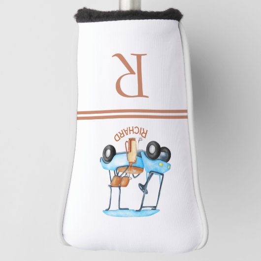 Stijlvolle gepersonaliseerde Golf Cart Monogram Na Golfheadcover (Draai 90)