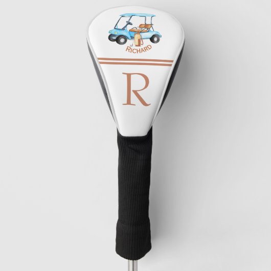 Stijlvolle gepersonaliseerde Golf Cart Monogram Na Golfheadcover (Voorkant)