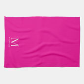 Stijlvolle gepersonaliseerde hete roze en witte mo theedoek (Horizontaal)