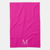 Stijlvolle gepersonaliseerde hete roze en witte mo theedoek (Verticaal)