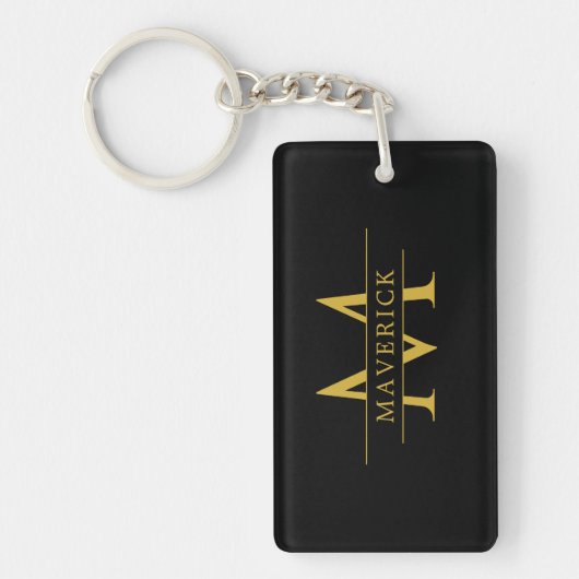 Stijlvolle Gepersonaliseerde Initialen Naam Acryl Sleutelhanger (Voorkant)