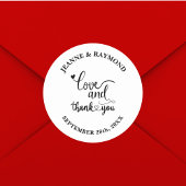 Stijlvolle gepersonaliseerde liefde en dank u brui ronde sticker