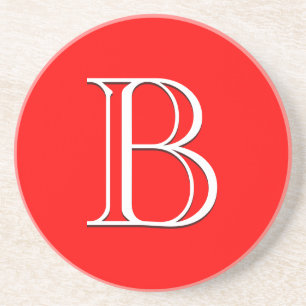 Stijlvolle Gepersonaliseerde Preppy Monogram Eerst Zandsteen Onderzetter