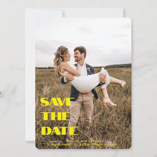 Stijlvolle Gepersonaliseerde Trouwfoto Sla de Datu Save The Date (Voorkant)