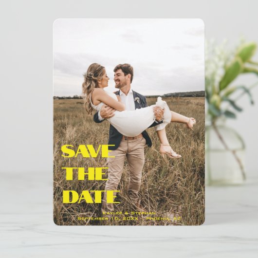 Stijlvolle Gepersonaliseerde Trouwfoto Sla de Datu Save The Date (Staand voorkant)