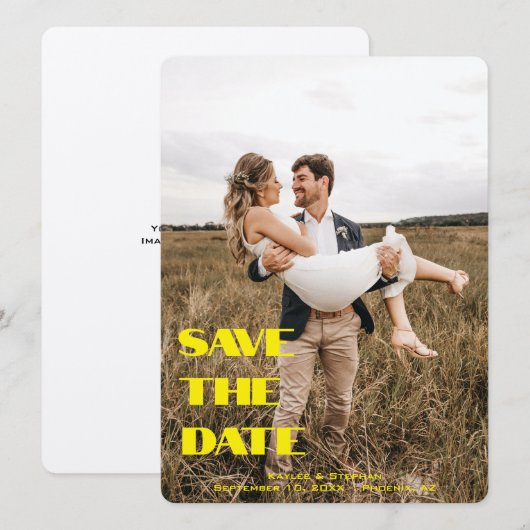 Stijlvolle Gepersonaliseerde Trouwfoto Sla de Datu Save The Date (Voorkant / Achterkant)