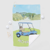 Stijlvolle gepersonaliseerde Waterverf golfkar naa Golfhanddoek (Insitu)
